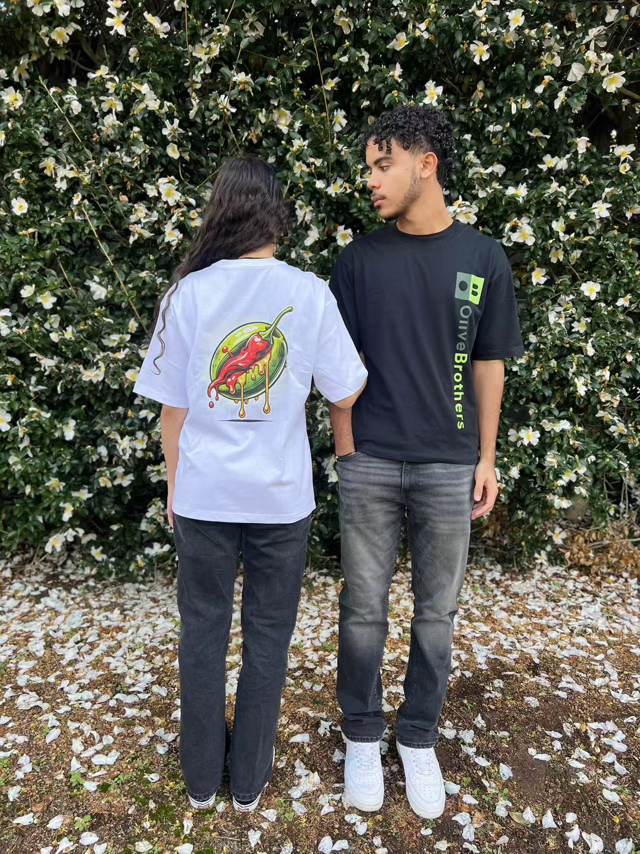 Graffiti Print T-Shirt – Stuffed Paprika Olives Design Adults | Olive Brothers